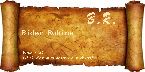 Bider Rubina névjegykártya